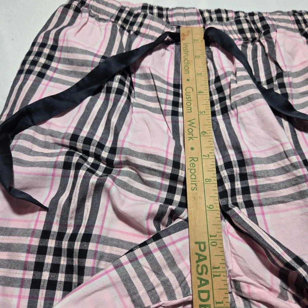 Victoria's Secret Pink Black Plaid Pajama Set Gold Lurex Y2K M Long Sleeve Pant
